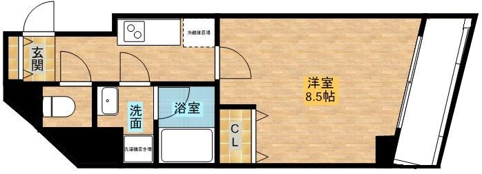 RIDGE江坂(1K/1階)の間取り写真