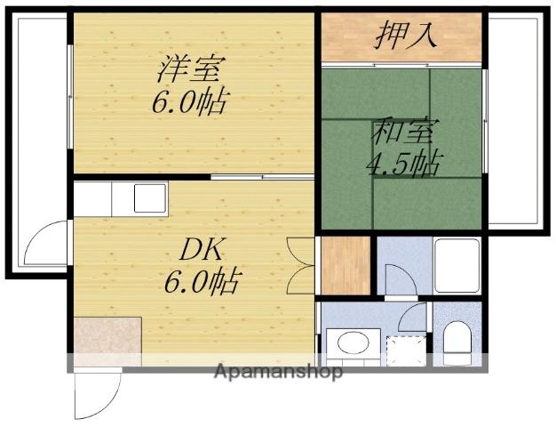 ハイツ丸栄(2DK/5階)の間取り写真