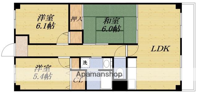 プレステージ上山手(3LDK/3階)の間取り写真