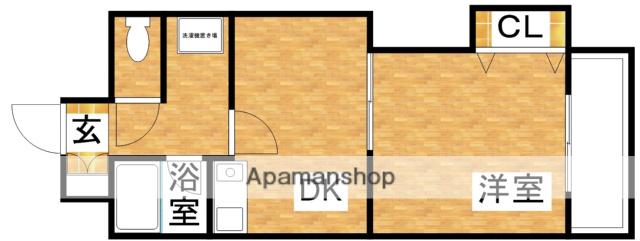 サウスフラット(1DK/9階)の間取り写真