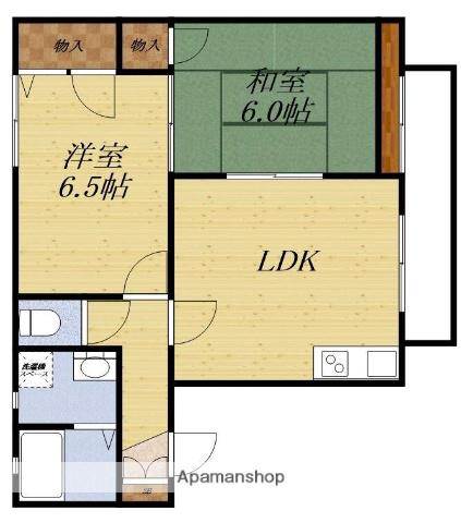 アピオ千里A棟(2DK/2階)の間取り写真