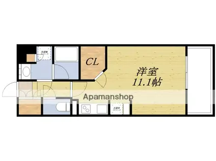アパートメンツ江坂(1DK/2階)の間取り写真