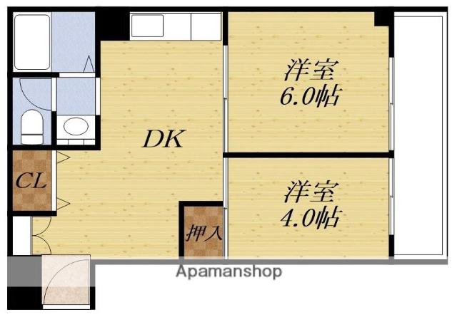 アパートメント吹田Ⅱ(2DK/3階)の間取り写真