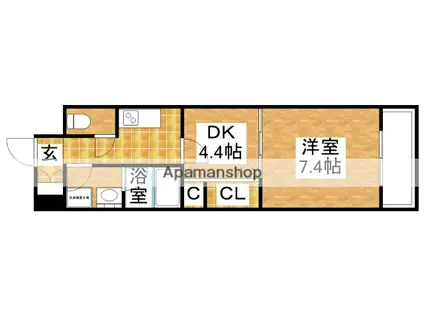 レフィーナカルム江坂(1DK/7階)の間取り写真