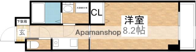 ベルクレール緑地公園(1K/2階)の間取り写真