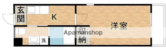 ウエストコート(1K/1階)の間取り写真