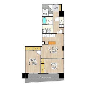 マスターズレジデンス道頓堀III(2LDK/2階)の間取り写真