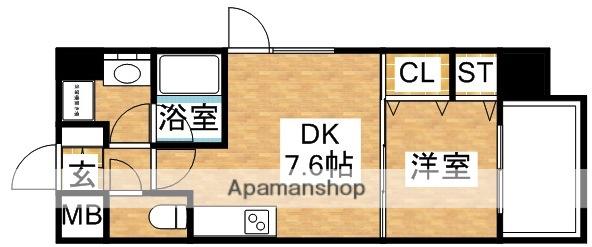 スプランディッド三国Ⅱ(1DK/2階)の間取り写真