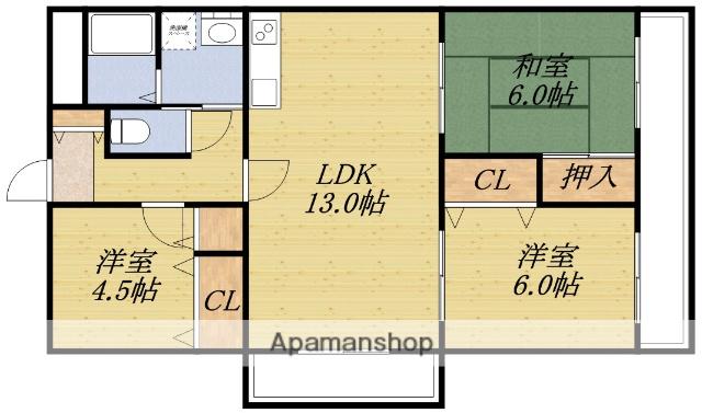 ツインフィールド壱番館(3LDK/1階)の間取り写真