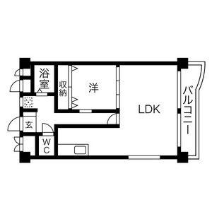 カルム緑地公園V(1LDK/2階)の間取り写真