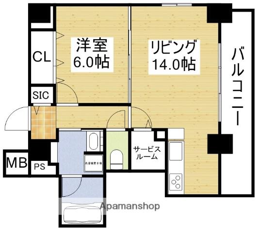 フレール江坂レジデンシャル(1LDK/12階)の間取り写真