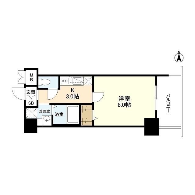 ヴィラリヴィエール(1K/3階)の間取り写真