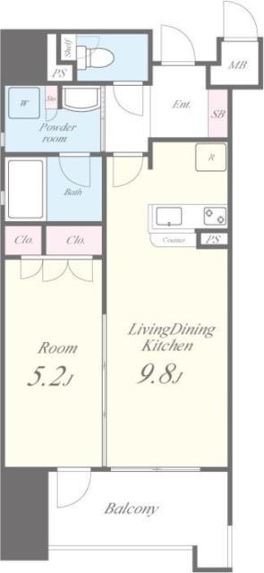 セイワパレス大手前西(1LDK/7階)の間取り写真