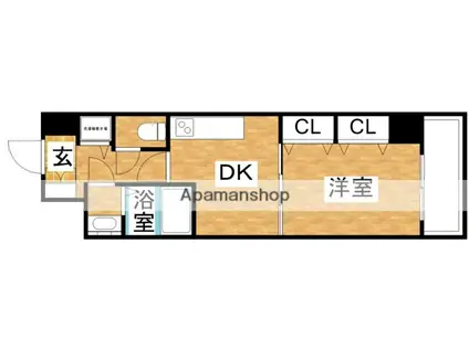 ノルデンタワー新大阪(1DK/2階)の間取り写真
