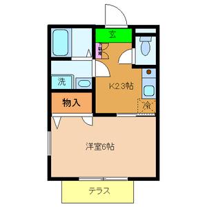 ユイットハイム(1K/1階)の間取り写真