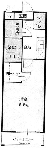 フジパレス吹田ウエストⅡ番館(1K/2階)の間取り写真