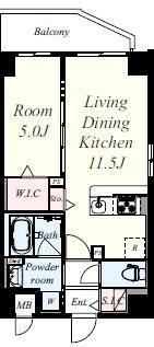 ルアナ北梅田(1LDK/3階)の間取り写真
