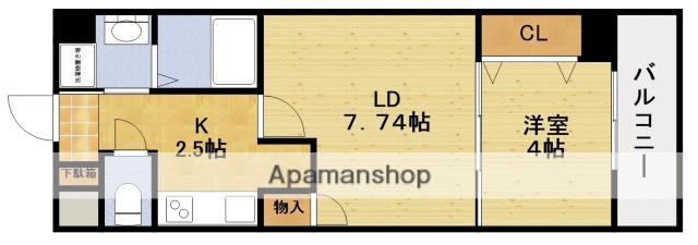 パーラム豊津(1LDK/2階)の間取り写真