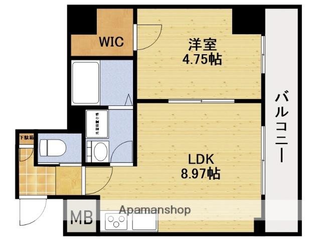 パーラム豊津(1LDK/2階)の間取り写真
