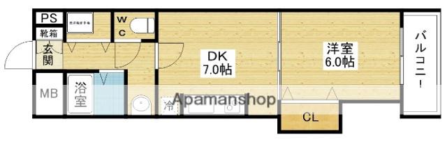 ノルデンハイムリバーサイド十三Ⅱ(1DK/5階)の間取り写真