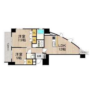 フロンティアタワー日本橋(2LDK/11階)の間取り写真