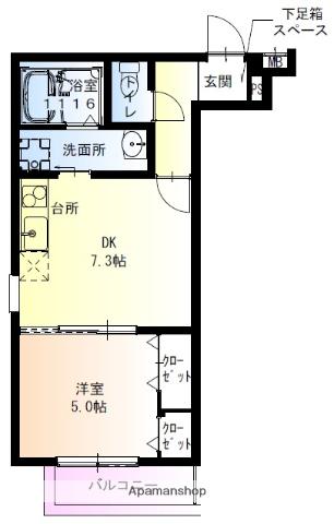 フジパレス吹田中の島公園Ⅴ番館(1DK/1階)の間取り写真