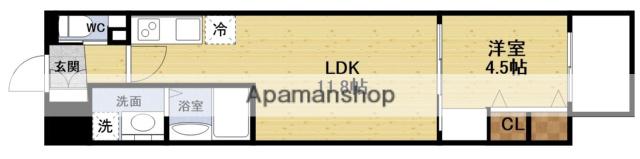 スプランディッド江坂DUE(1LDK/8階)の間取り写真