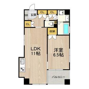 K・H・E(1LDK/4階)の間取り写真