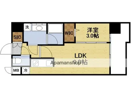 ATTIRANT西三国(1LDK/11階)の間取り写真