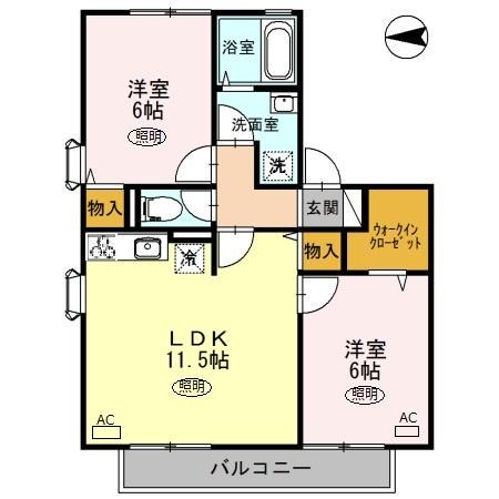 モンテビュー(2LDK/2階)の間取り写真