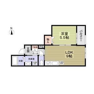 ウエスト TAIL WIND(1LDK/2階)の間取り写真