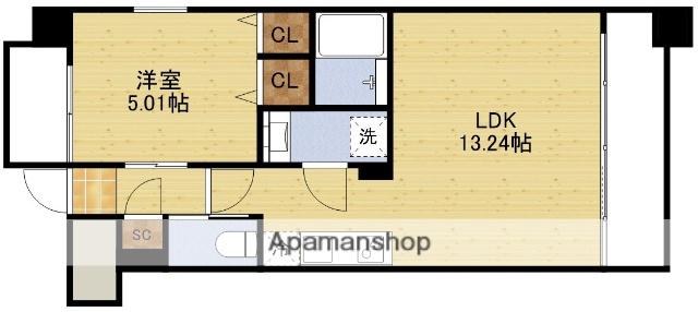 プレジオ東三国(1LDK/3階)の間取り写真
