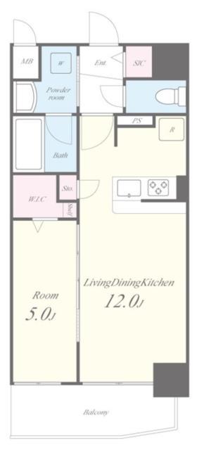 リュエルうめきた(1LDK/9階)の間取り写真