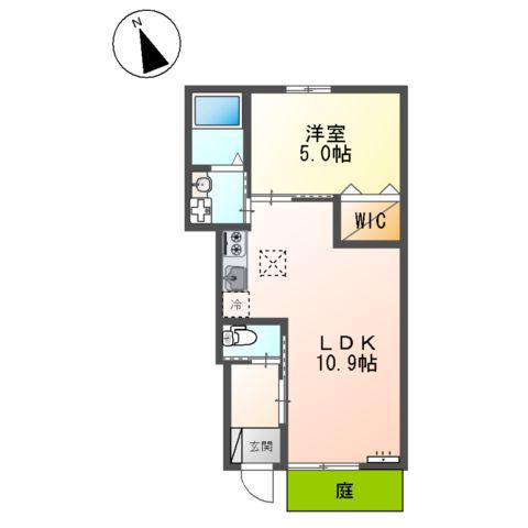 吹田市清和園町アパート(1LDK/1階)の間取り写真