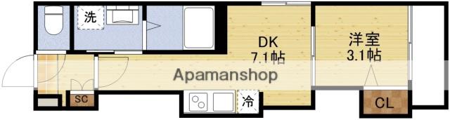 ソラーレ吹田(1DK/1階)の間取り写真