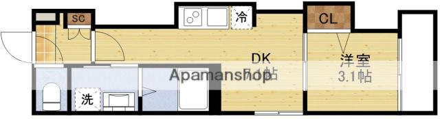 ソラーレ吹田(1DK/2階)の間取り写真