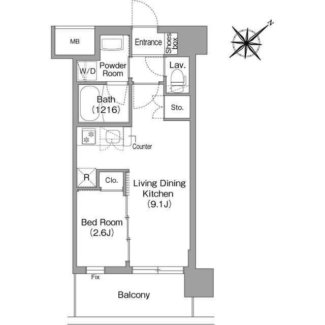 コンフォリア・リヴ淡路(1LDK/6階)の間取り写真