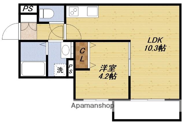 ジラフ吹田藤が丘(1LDK/1階)の間取り写真