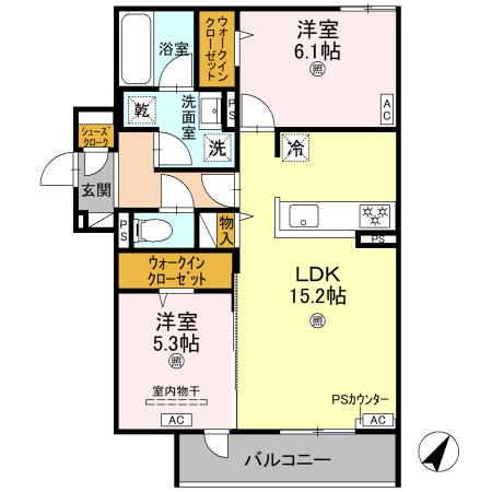 D-RESIDENCE大島町(2LDK/3階)の間取り写真