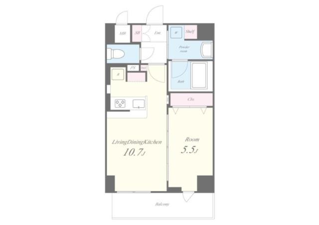 ハピネスガーデン新大阪(1LDK/8階)の間取り写真