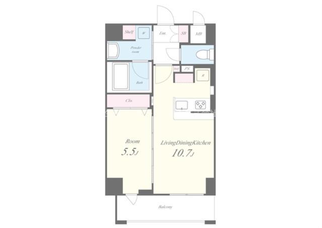 ハピネスガーデン新大阪(1LDK/8階)の間取り写真