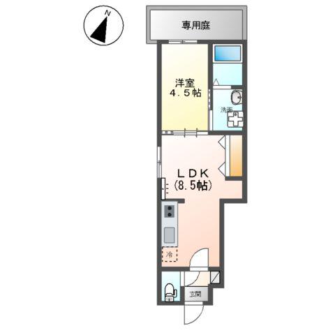 豊中市螢池中町アパート(1LDK/1階)の間取り写真