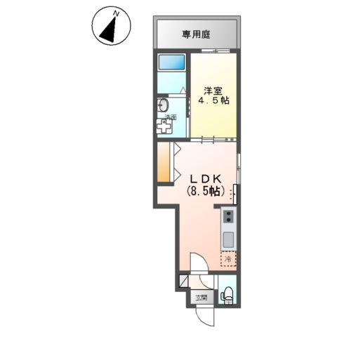 豊中市螢池中町アパート(1LDK/1階)の間取り写真