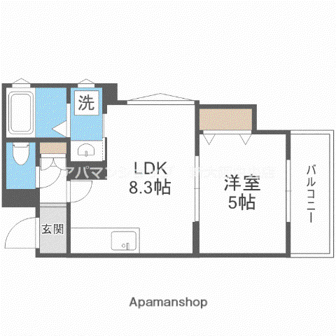 ラモーナ加島1(1LDK/1階)の間取り写真