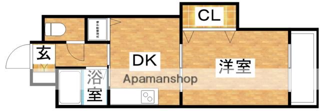 ノルデンハイムリバーサイド十三(1DK/4階)の間取り写真