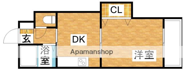 瑞光グランドハイツ北(1DK/3階)の間取り写真
