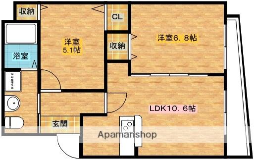セレブコート木川(2LDK/8階)の間取り写真