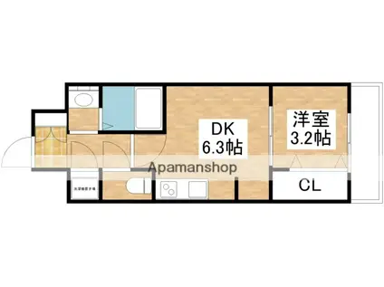 LAULEA十三(1DK/7階)の間取り写真