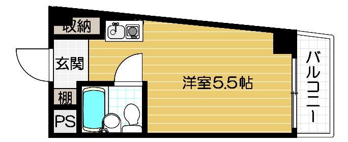 JPアパートメント東淀川4(ワンルーム/2階)の間取り写真