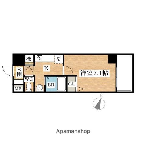 ジュネーゼグラン 弁天町(1K/11階)の間取り写真